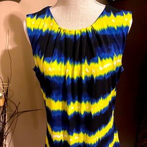 Calvin Klein - Jersey pleated round neck sleeveless top.